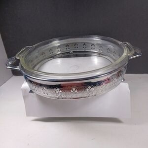 Pyrex Silver and Glass Serving Dish